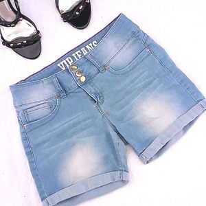 VIP cuffed Stretch Denim Shorts